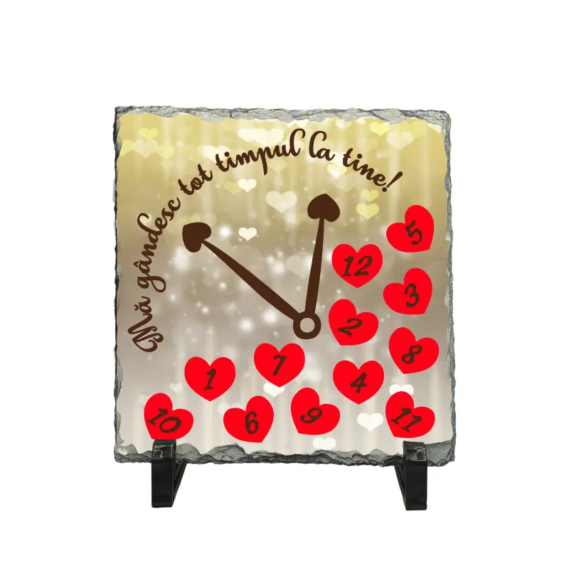 Ma gandesc tot timpul la tine, piatra ardezie personalizata, cu mesaj model, pa083